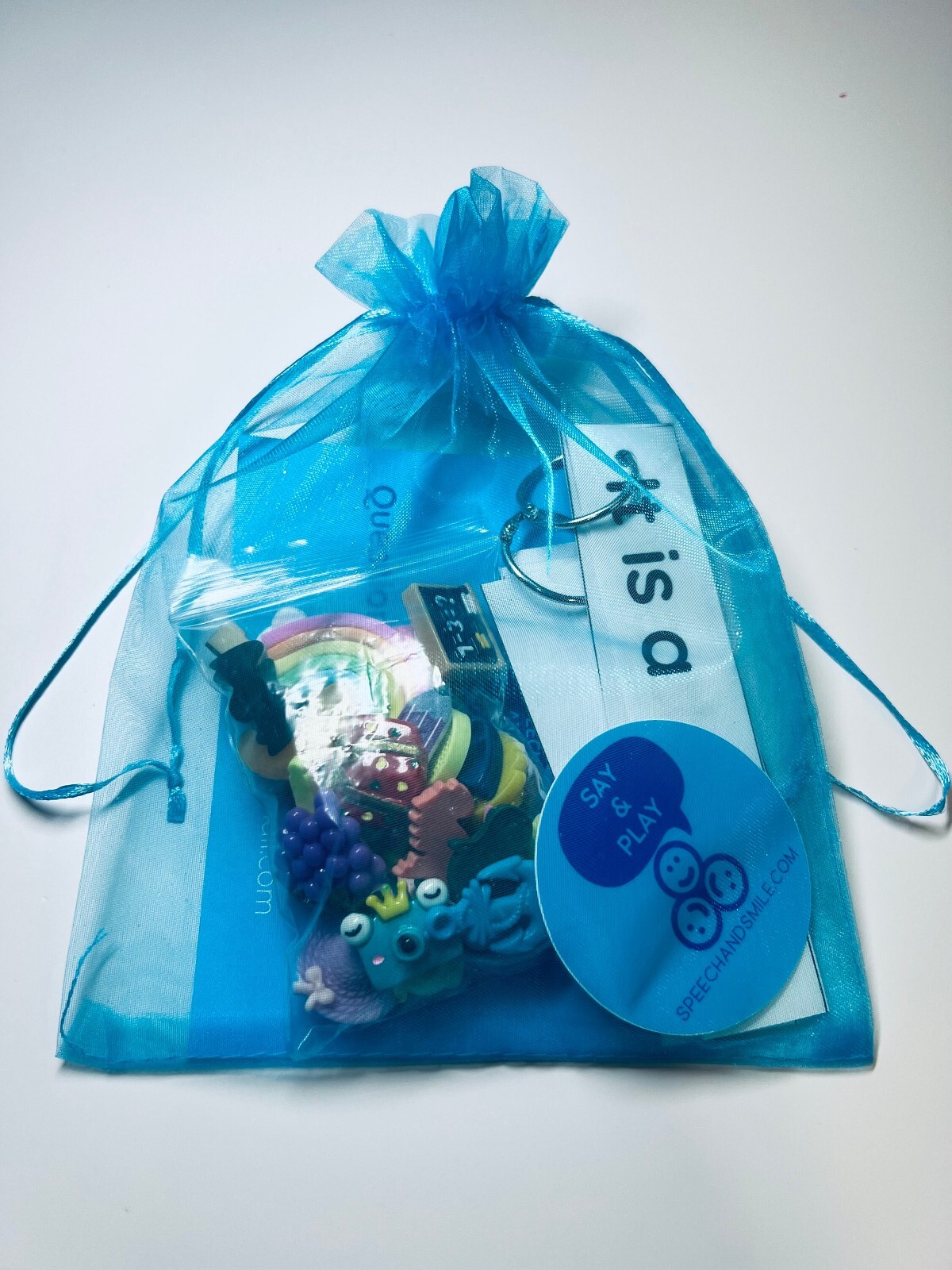 Say and Play mini objects speech therapy includes Prompt cards and 20 trinkets