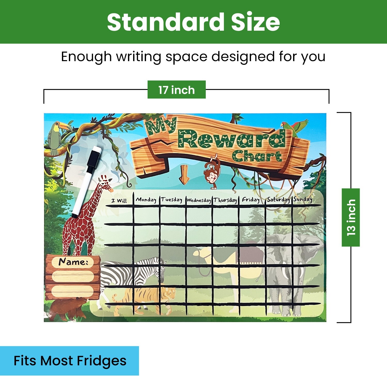 Magnetic Dry Erase Chore Chart for Reward and Responsibility, Home or Classroom