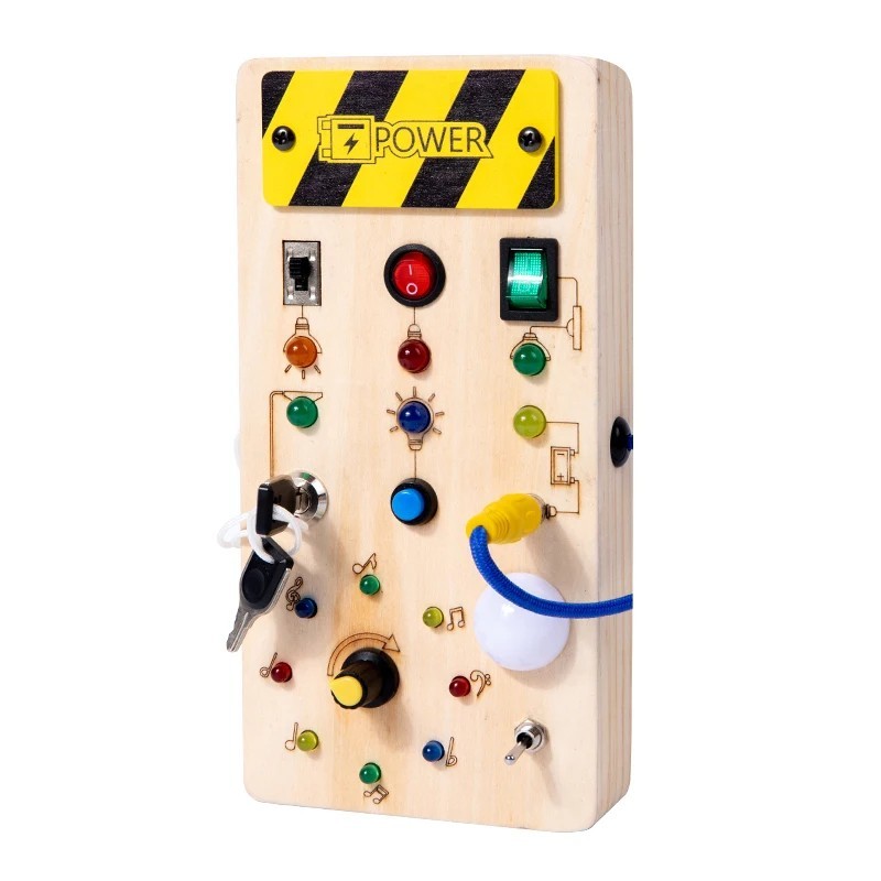 Montessori Electronic Led Light and Switch Wooden Sensory Busy Board