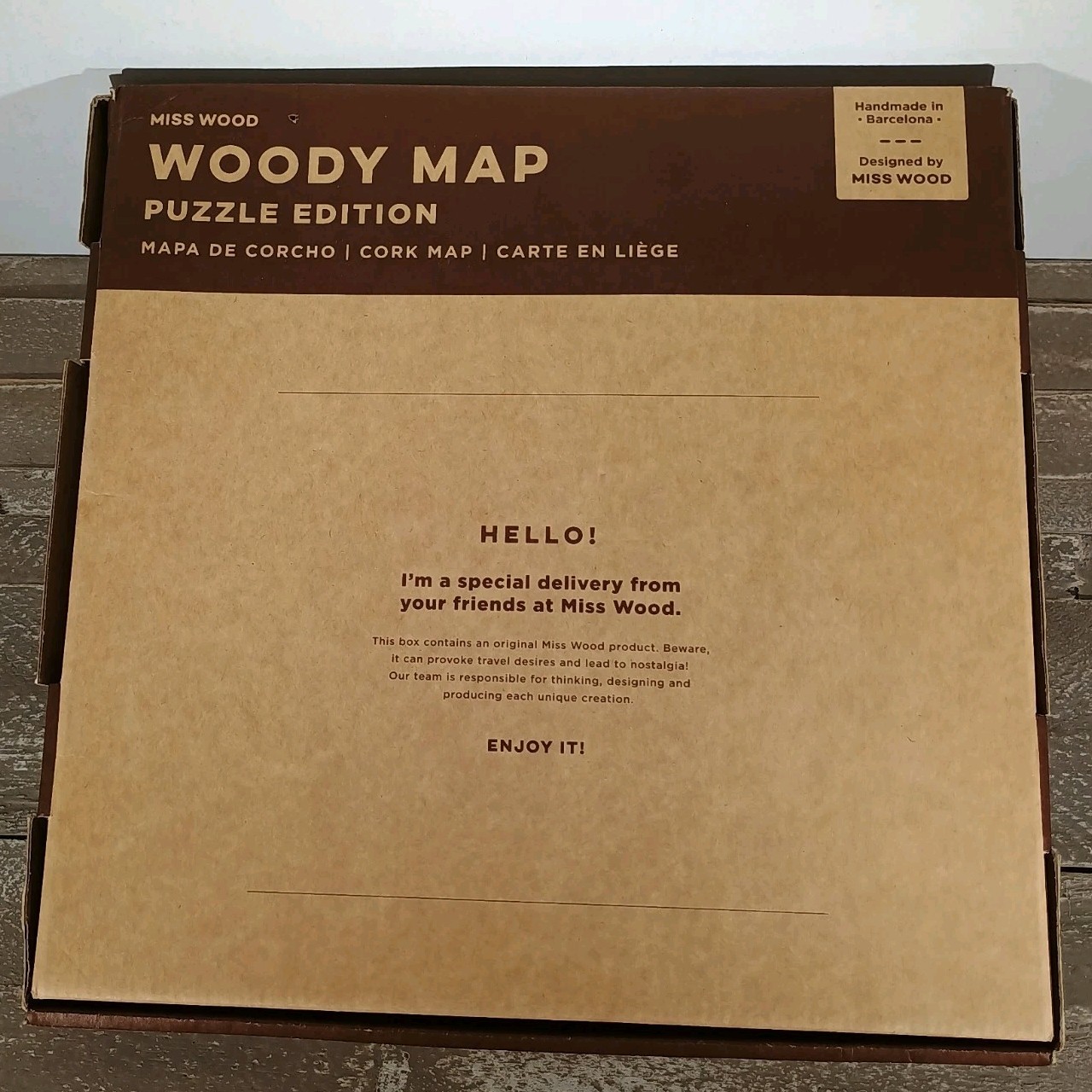 Miss Wood Woody Map Puzzle World Educational Kids or Adults Map with Pins