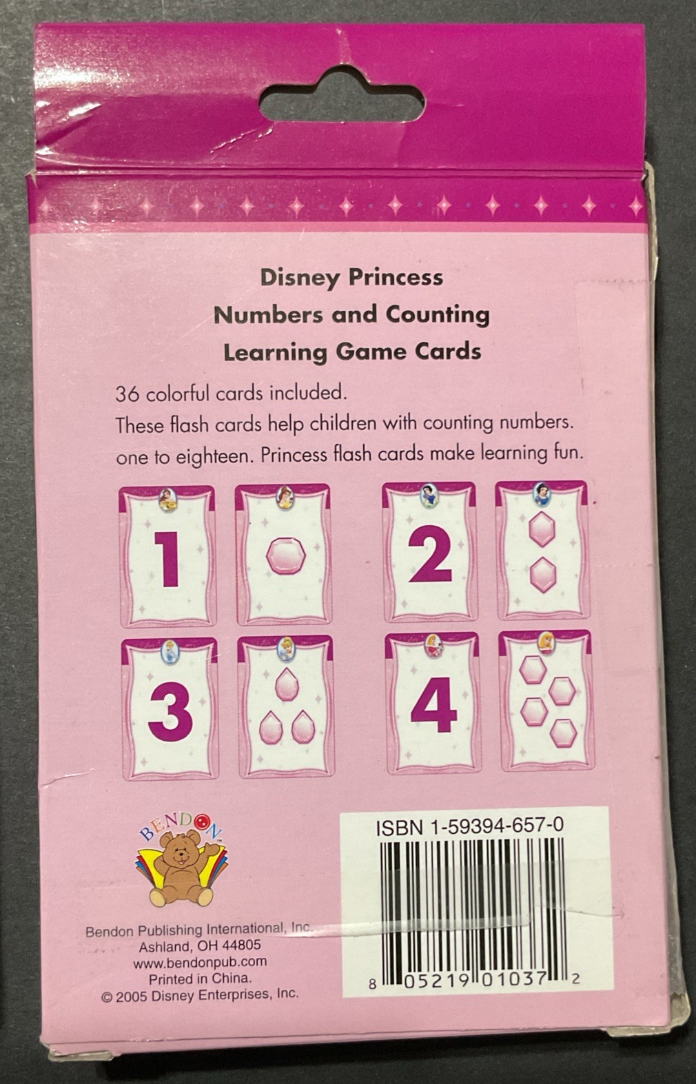 2005 Disney Princess Numbers & Counting / Addition Lot Of 2 Learning Game Cards