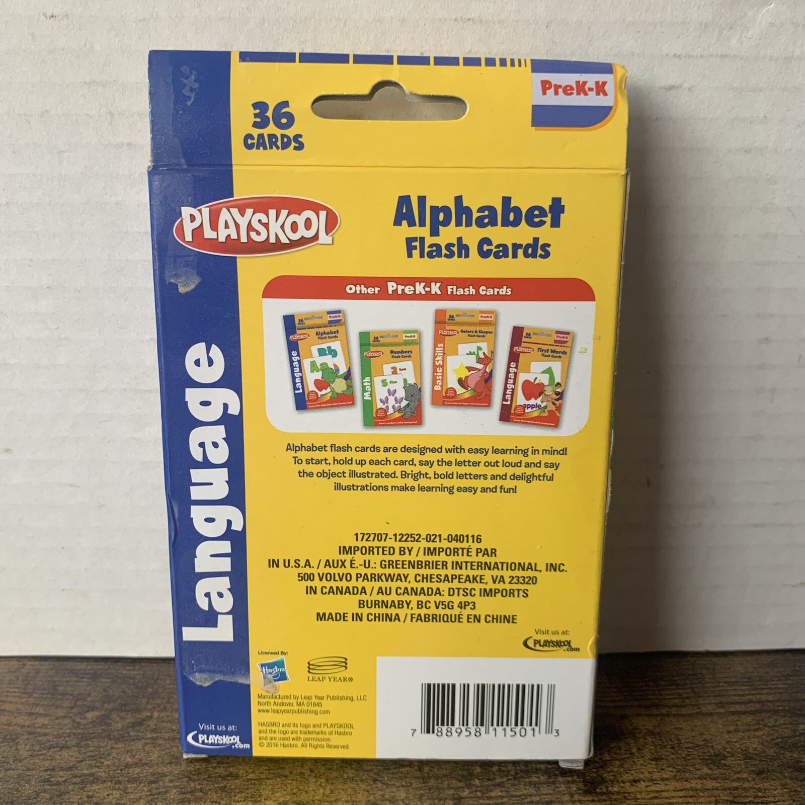 Playskool Flash Cards – First Words  PreK-K Language Skills 36 Cards