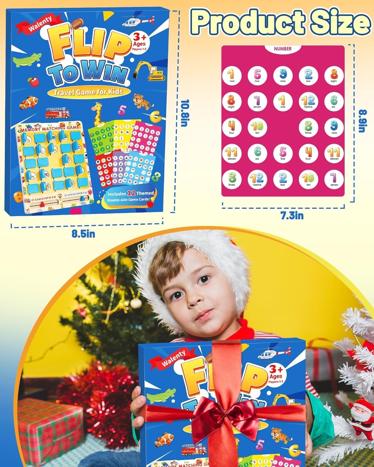Kids Matching Memory Game Travel Board Game Toddler Learning Toy Ages 3-8