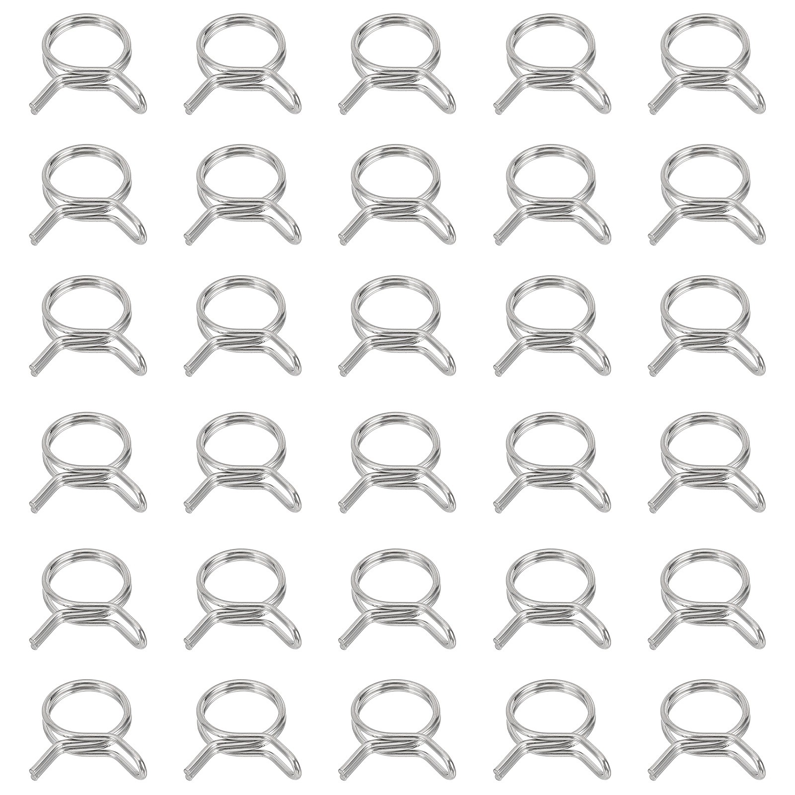 32 Pcs Double Wire Spring Hose Clamp for 11.8-12.6mm OD 0.43″(11mm) ID Silver