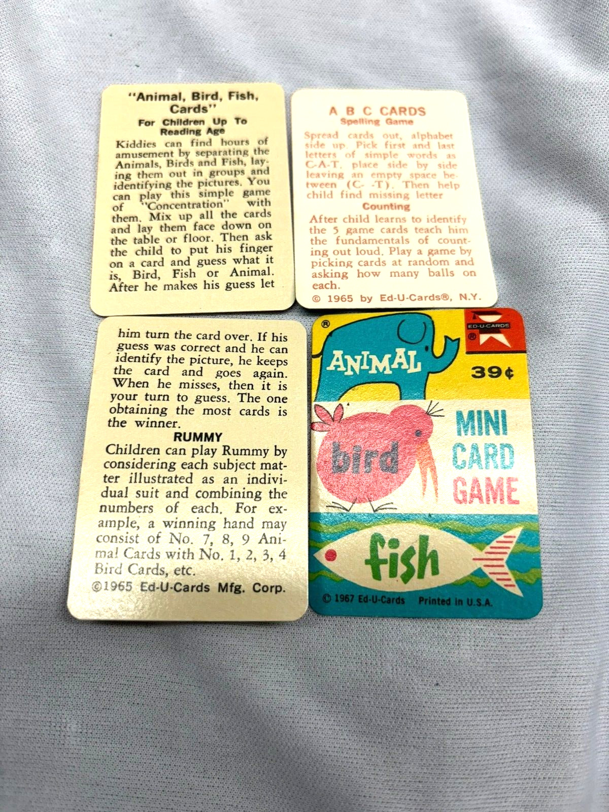 1987 ED-U-CARDS Complete Mini Flash Cards w/Letters & Numbers & Card Game