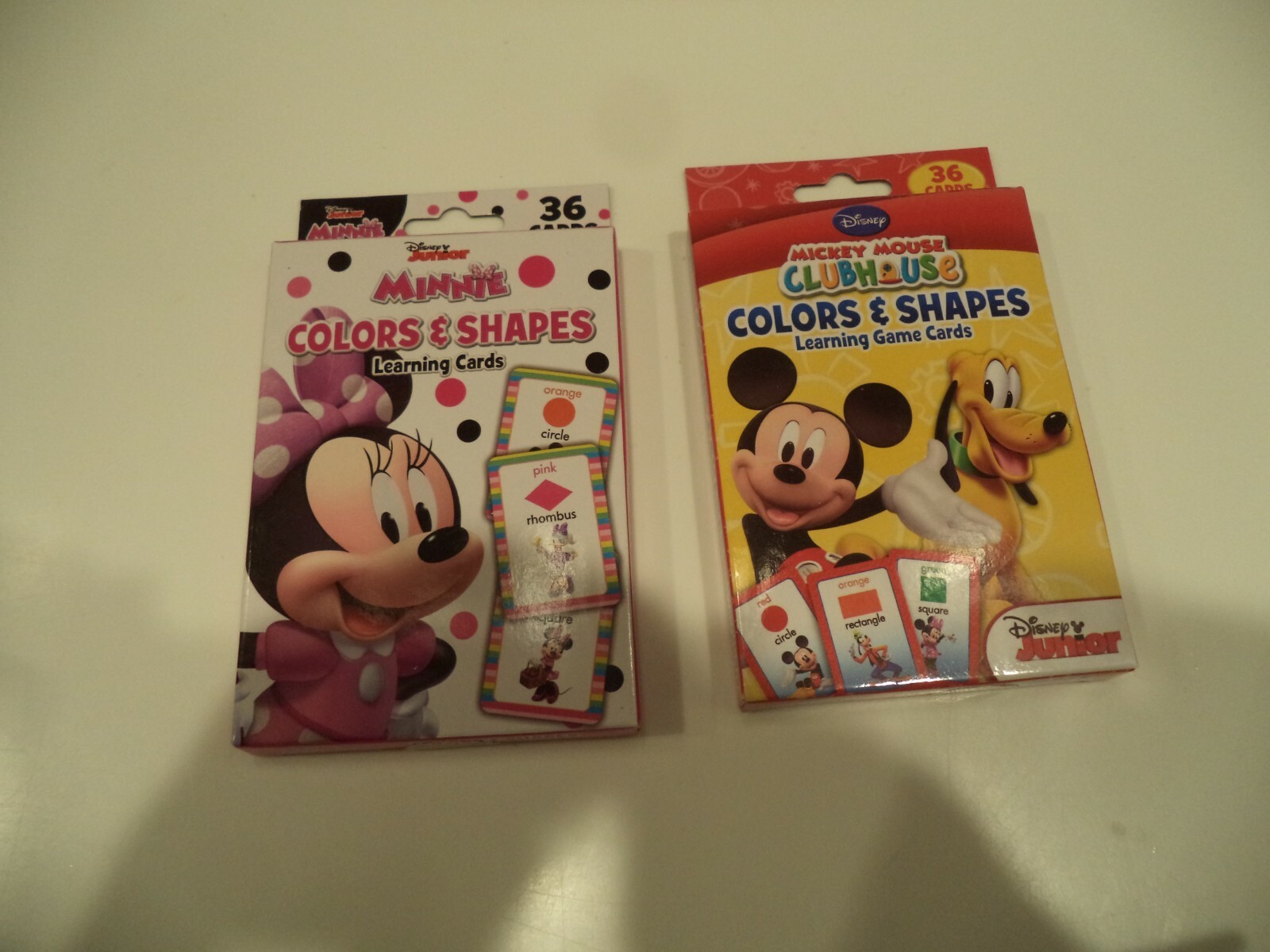2 Disney1- Mickey Mouse & 1-MINNIE MOUSE Learning Game Cards Colors & Shapes