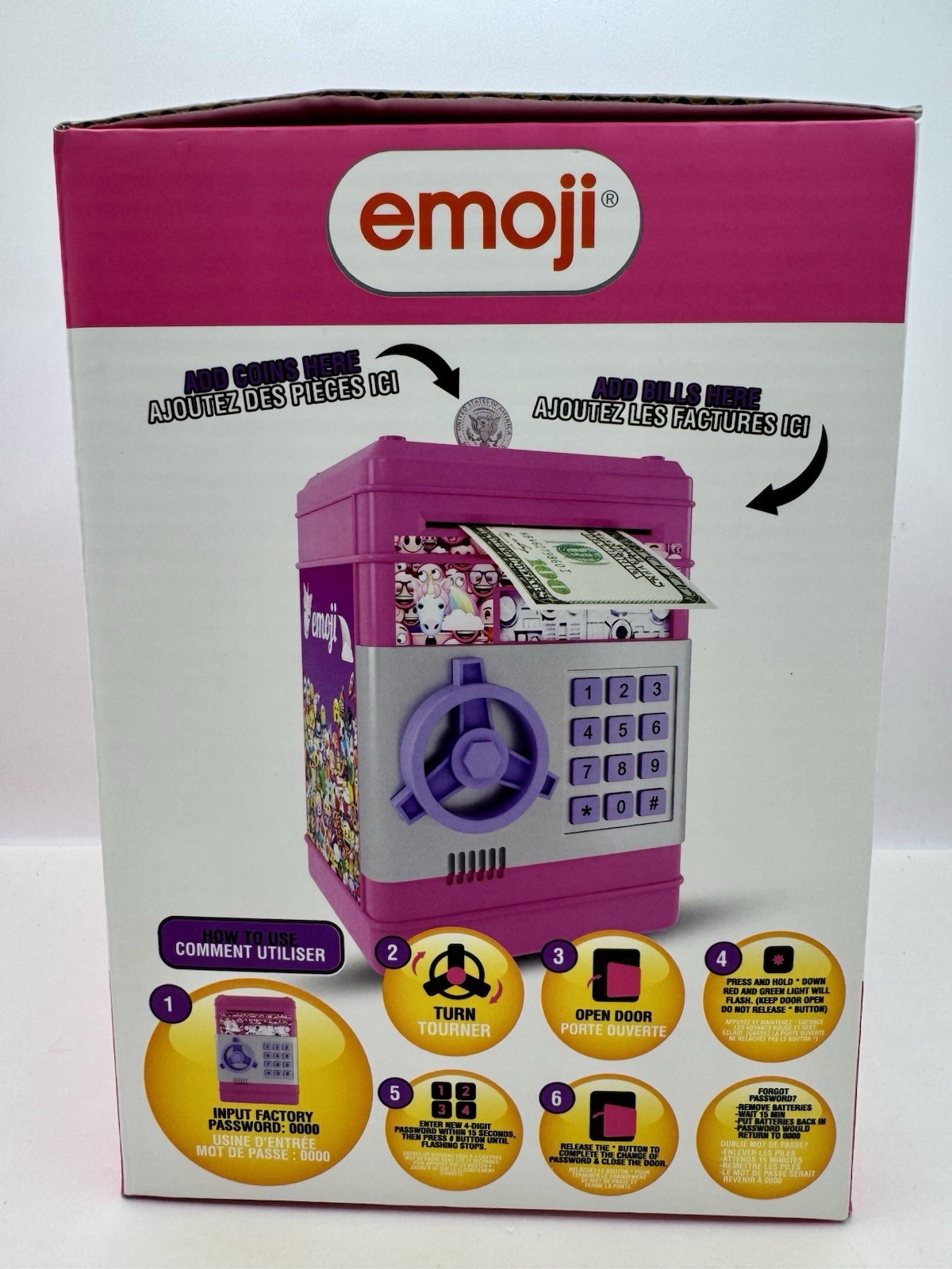 NEW! Emoji Safe Piggy Bank Electronic ATM Password Money Coin Cash Safe USA-Ship