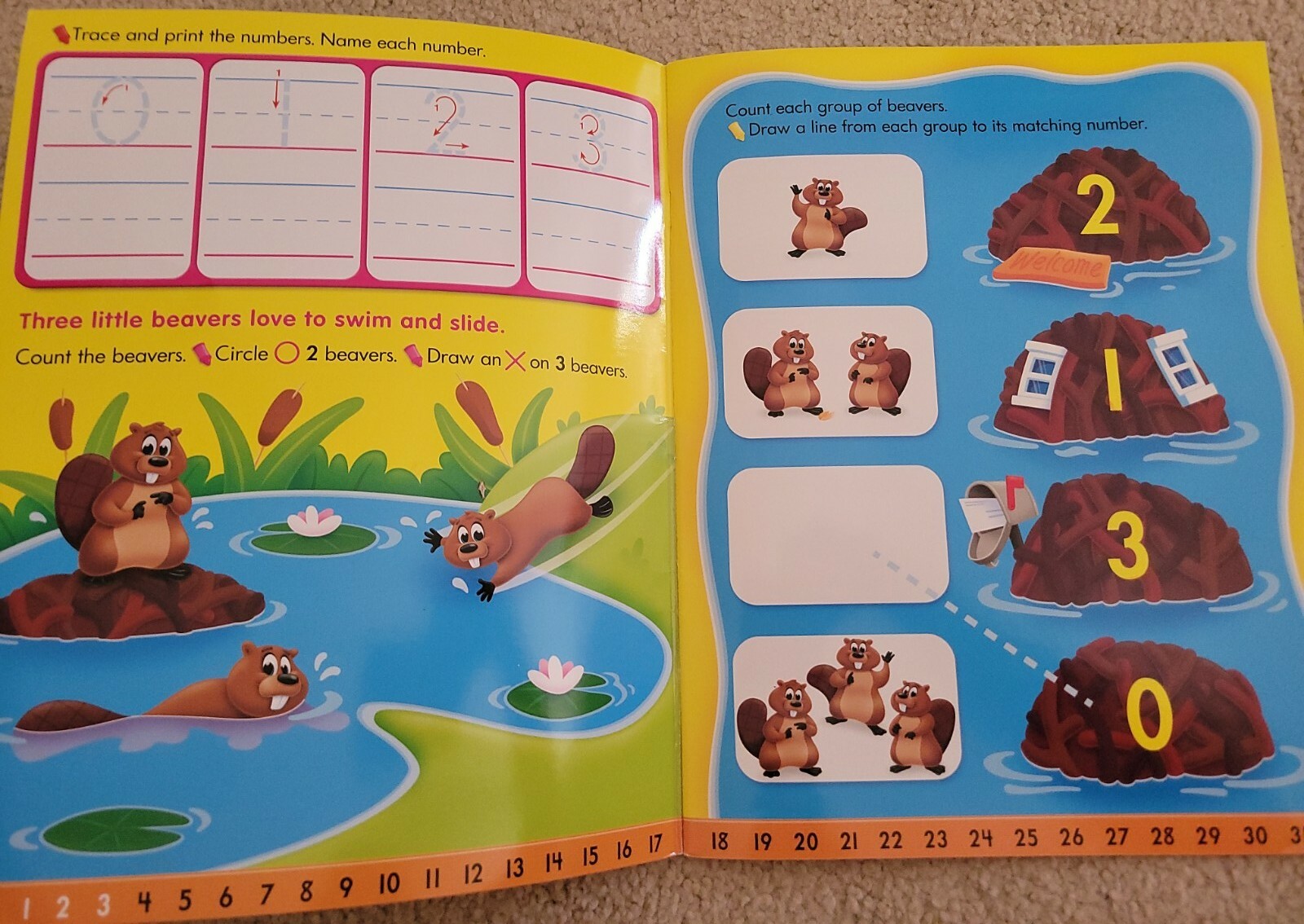2 PK – K Learning Educational Wipe-Off Books ‘Counting 0-31’ & ‘Everyday Math’