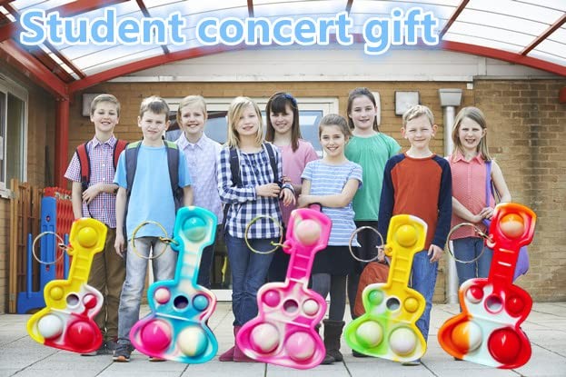 Roaqua Students Gifts Mini pop Bulk Guitar Fidget Keychain 3*2*0.2inch, Yu-4