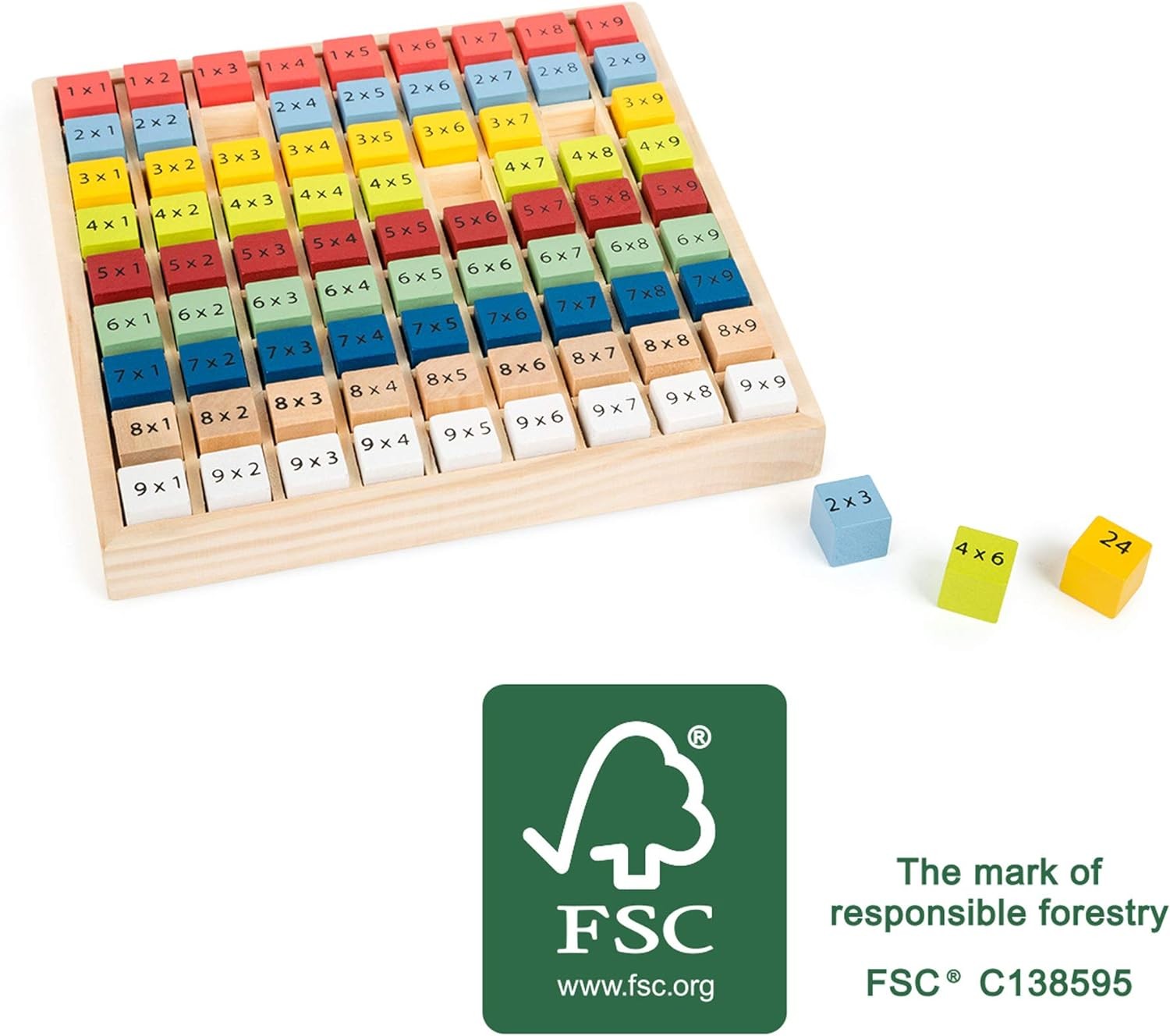 small foot 11163 Colorful 1×1 “Educate” made of wood, with 81 number cubes to le