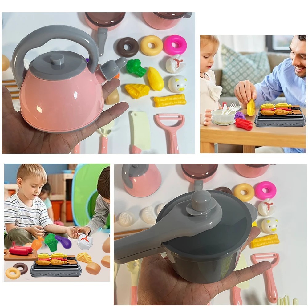 Kids Kitchen Play Set 92/69/59PCS Cooking Toy Pots Food Accessories