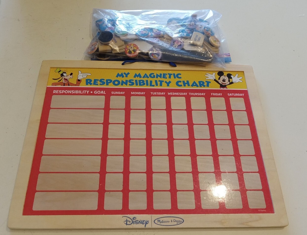 89 PC Disney Responsibility Chore Chart – Magnetic Mickey Mouse, Goofy, Donald *