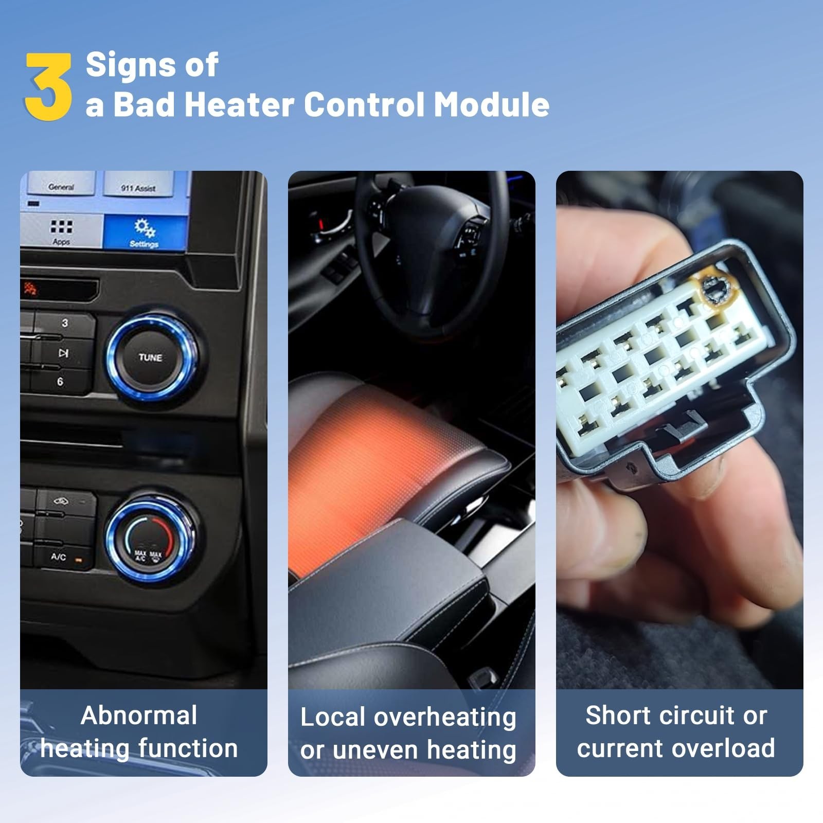 BU5Z14C724A Seat Heated Cool Control Module w/Pigtail Kit, Fit for 2011-2018 …