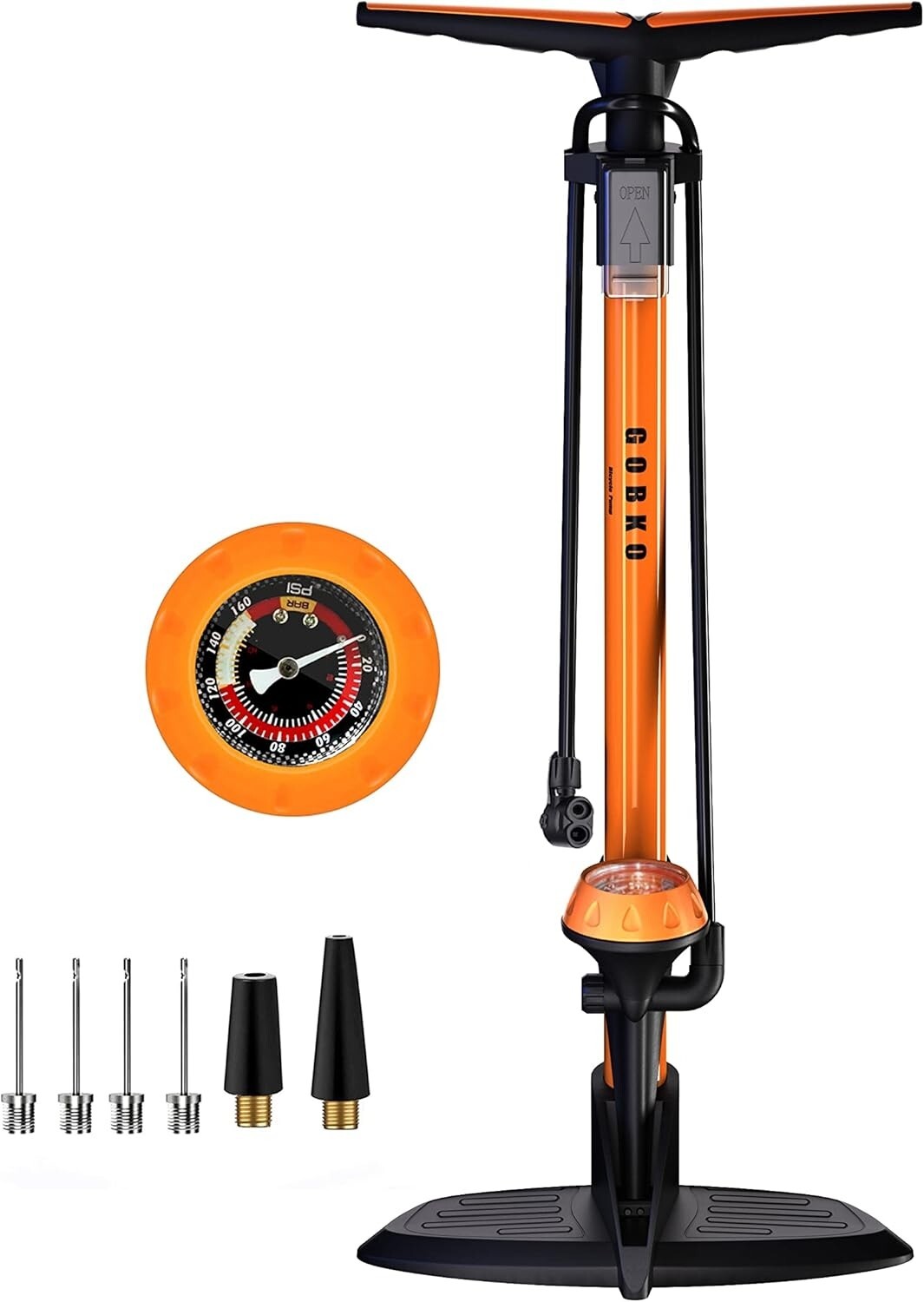 GOBKO Bike Pump, Air Bicycle Pump Inflator for Presta and Schrader Valve Tire
