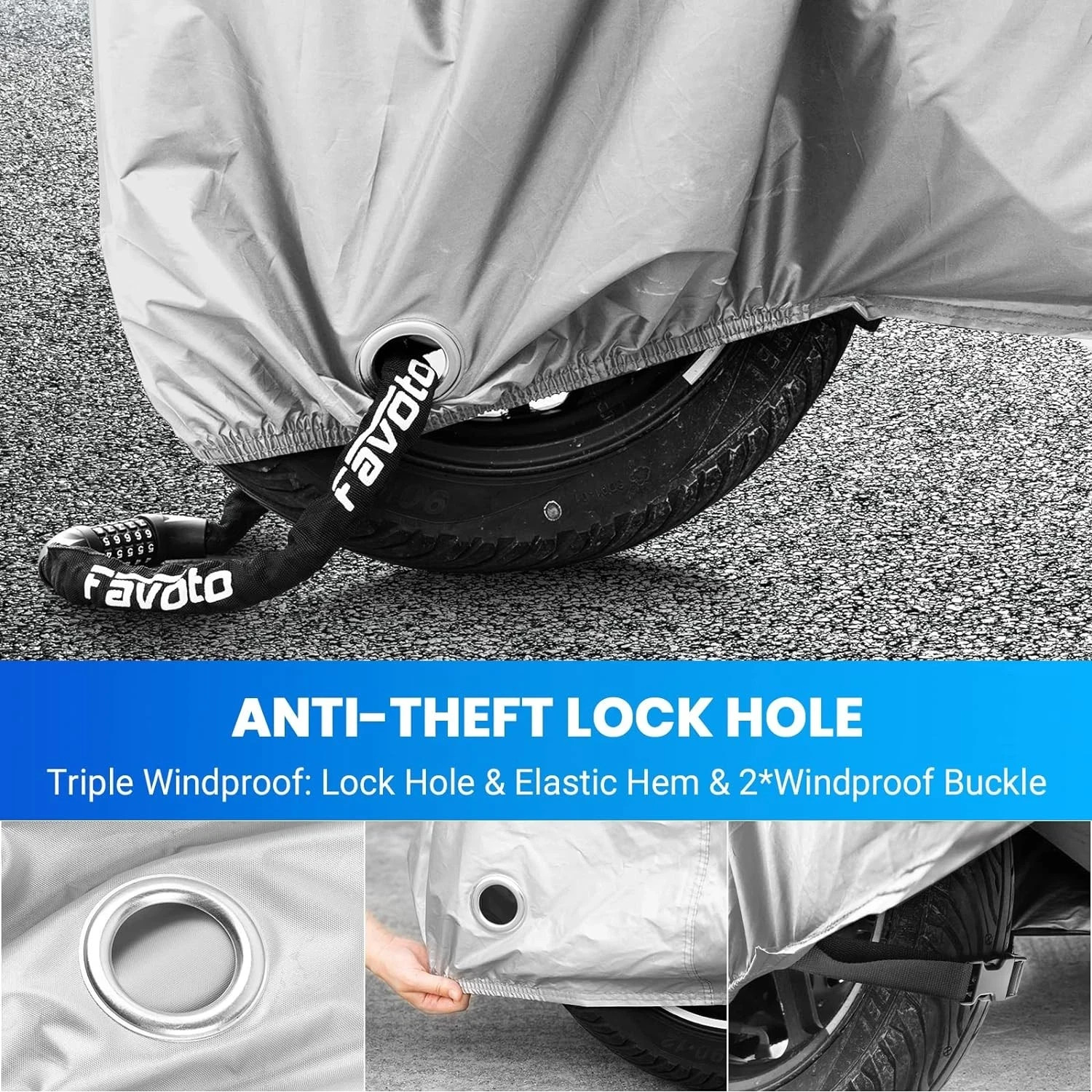 Favoto Motorcycle Cover Waterproof Outdoor – All Season Sun Protection Universal