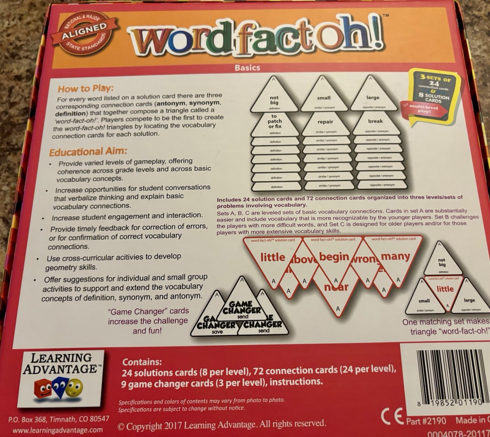 Learning Advantage Word Fact Oh! Antonyms Synonyms Definitions Grade 2+ Rare New