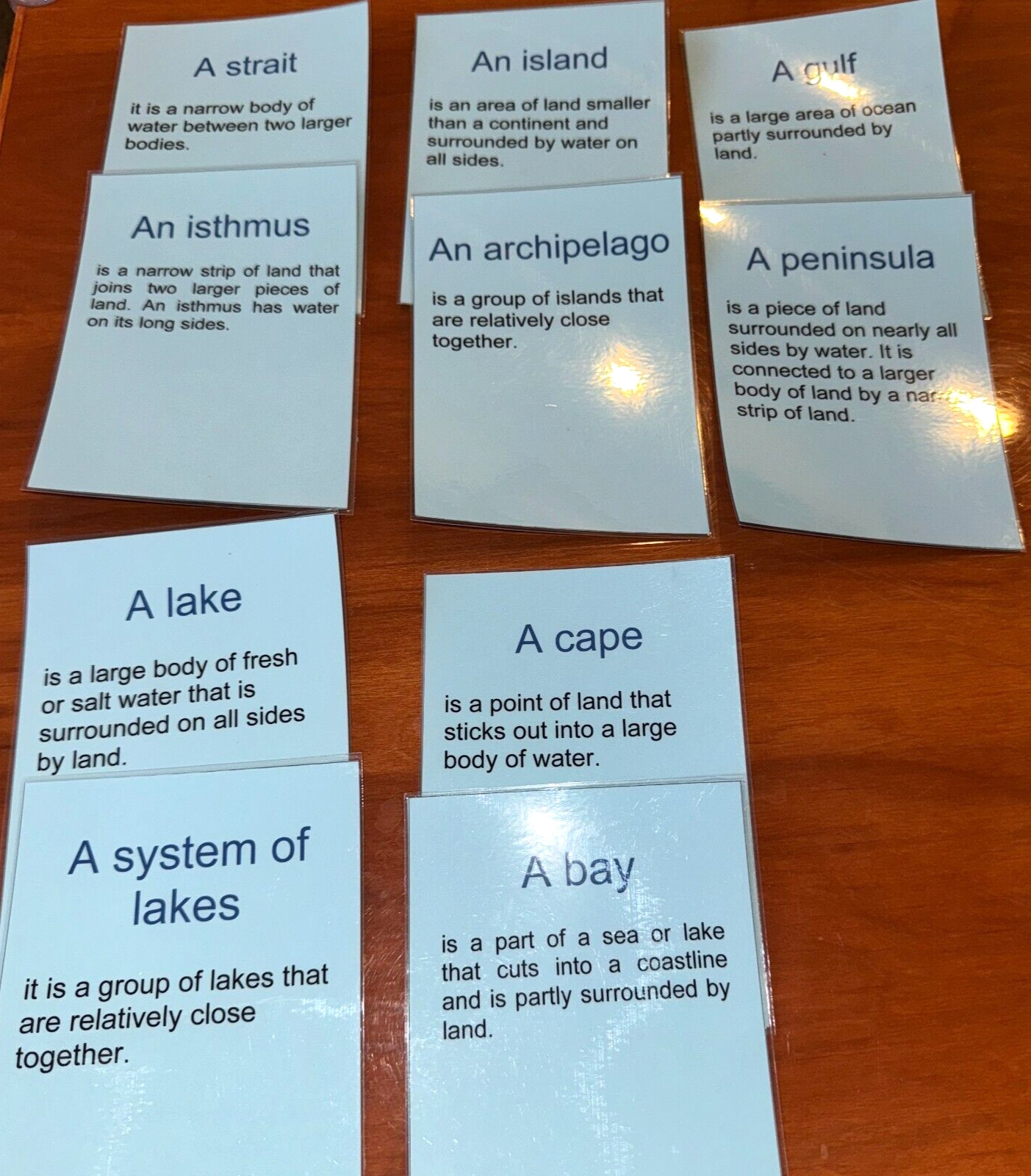 Montessori Geography Material Land & Water Form Definition Label Cards Lesson 10