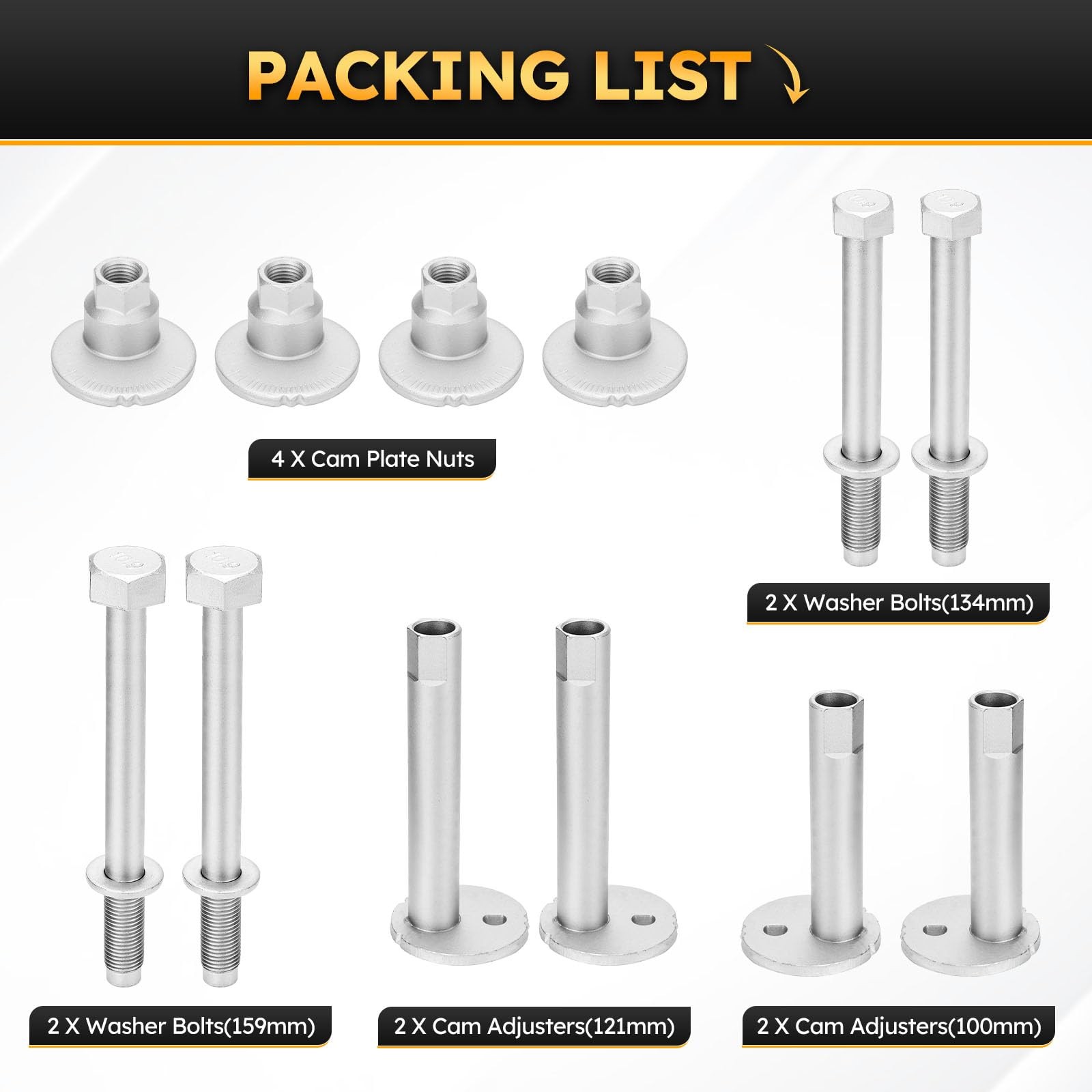Upgrade Alignment Camber Adjust Bolt Kit 10.9 Grade for 3/8 in