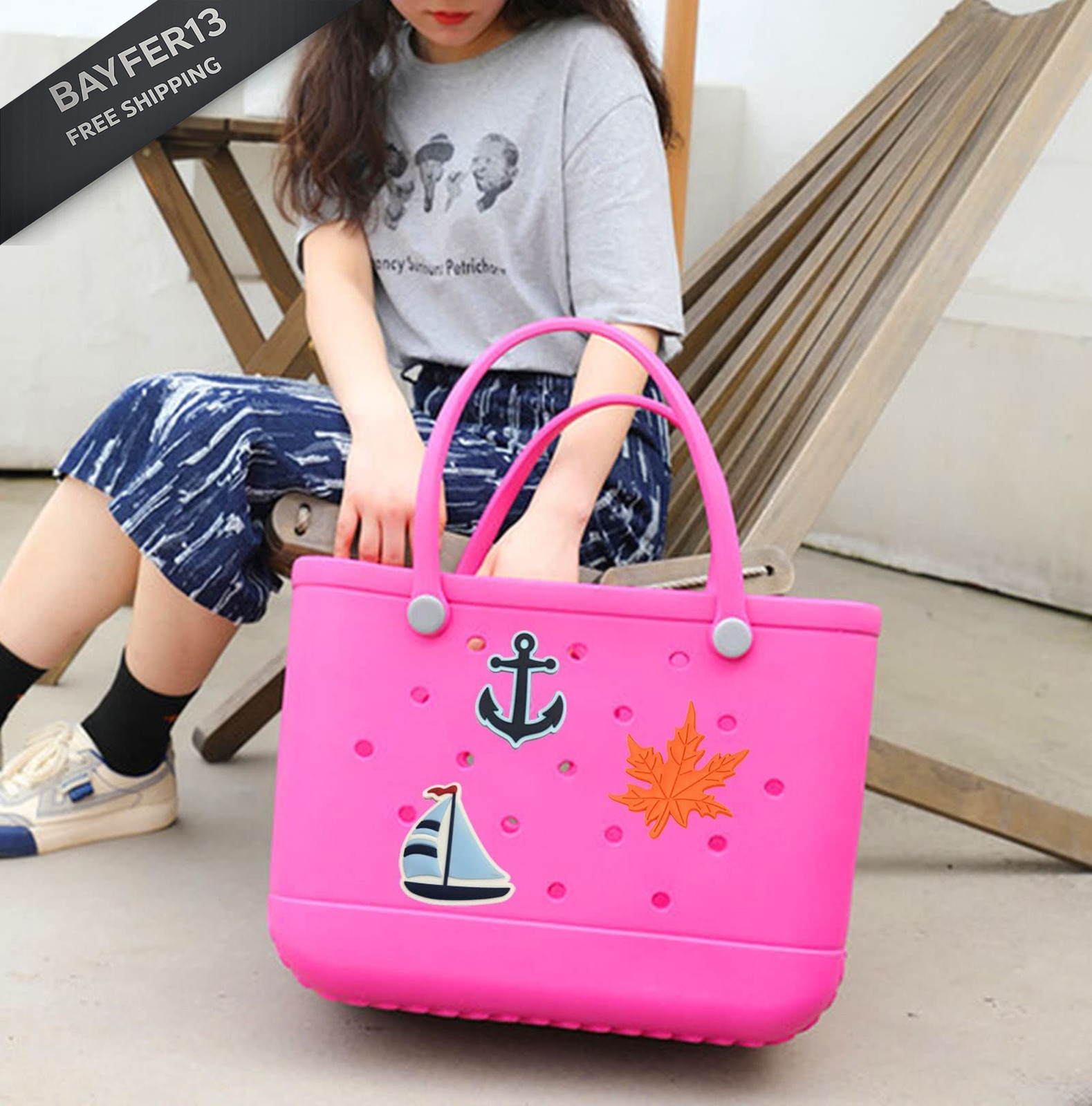 Lckaey Oversized rubber beach bag Accessories PVC Small decoration, Figure 18
