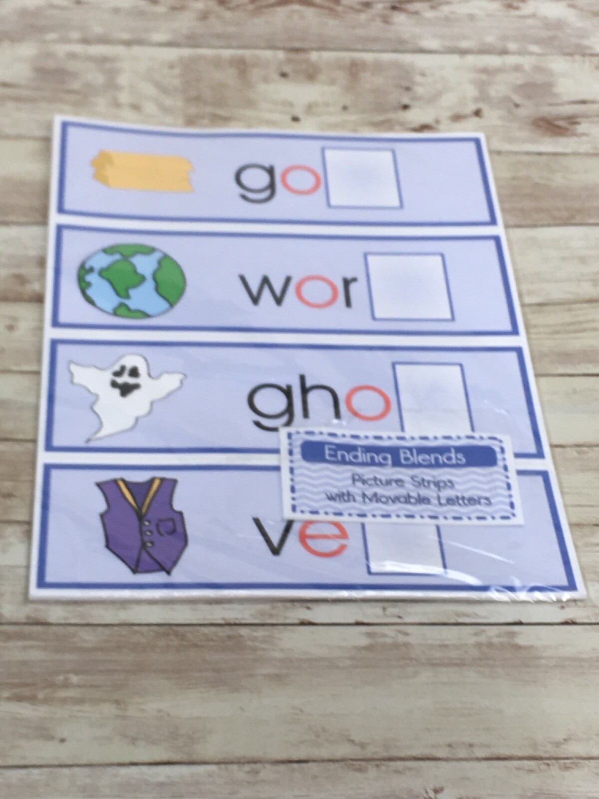 Bundle Set – 96 Picture Strips with Movable Letters Montessori