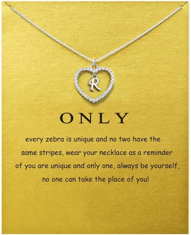 Heart Initial Necklace for Women Dainty Personalised Silver Necklaces Cute