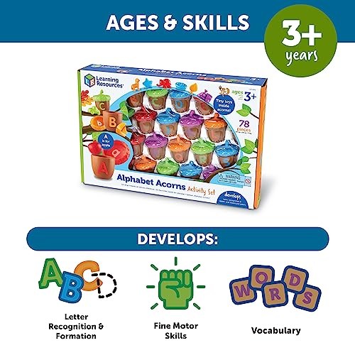 Learning Resources Alphabet Acorns Activity Set, 78 Pieces, Homeschool, Visual &