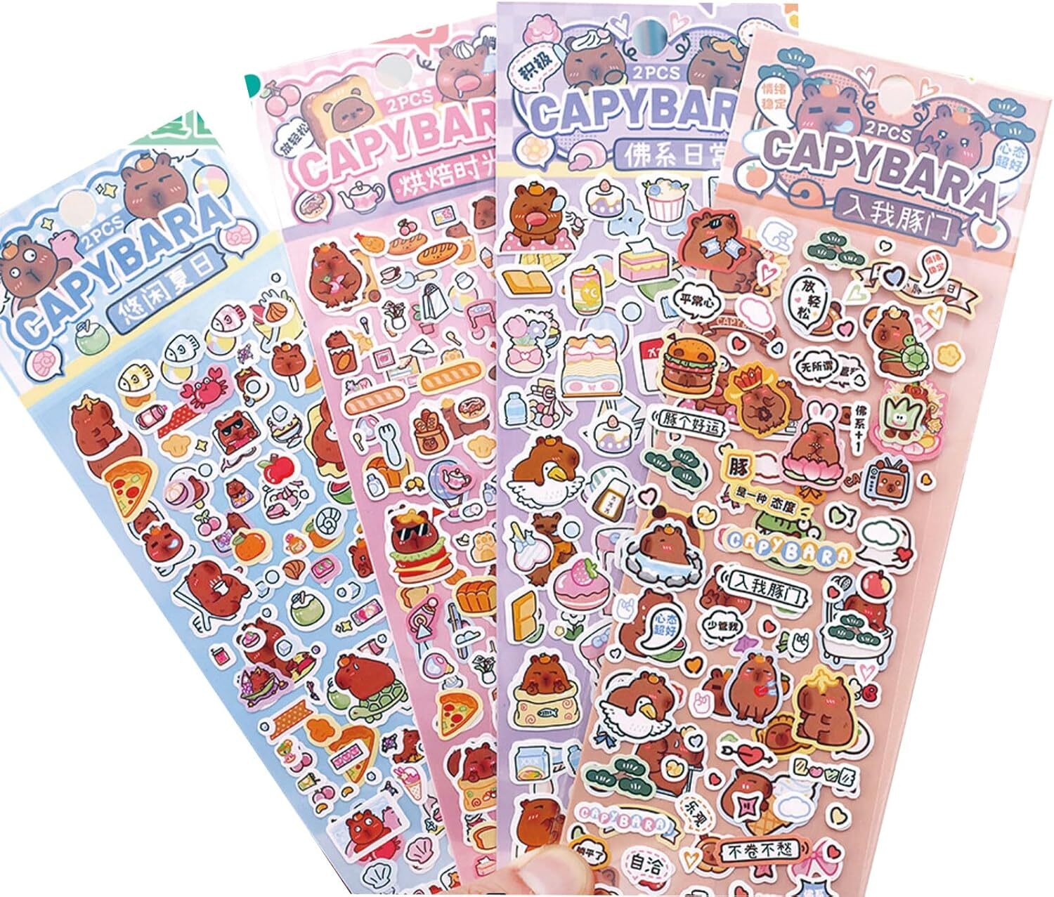 8 Sheets Cute Capybara Stickers for Kids Girls Kawaii Capybara Stickers