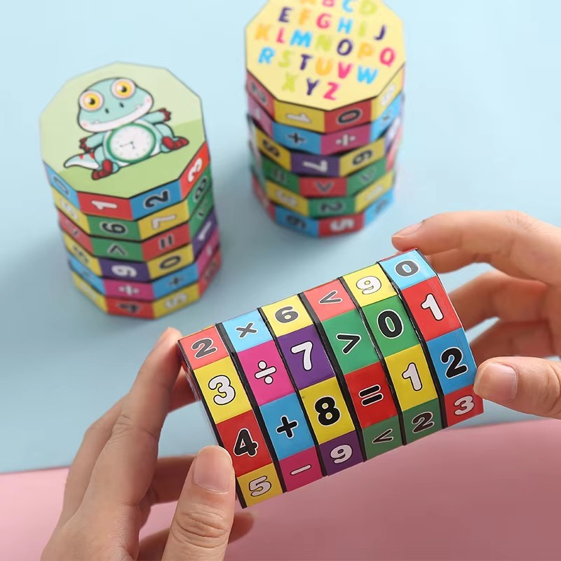 Kids Math Learning Cube Cylinder Educational Arithmetic Puzzle Counting Toy