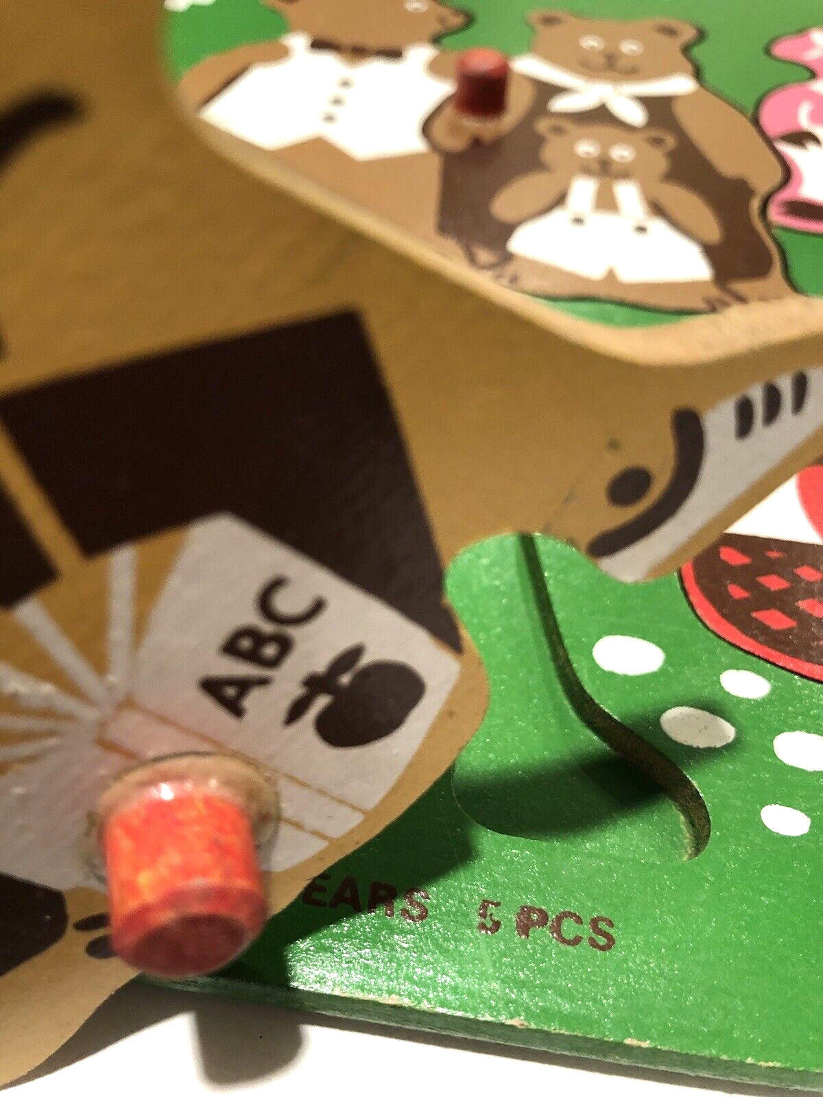 Fairy Tales Wooden Peg Puzzle Judy 5 PC Vintage 1975 Three Little Pigs Pinocchio
