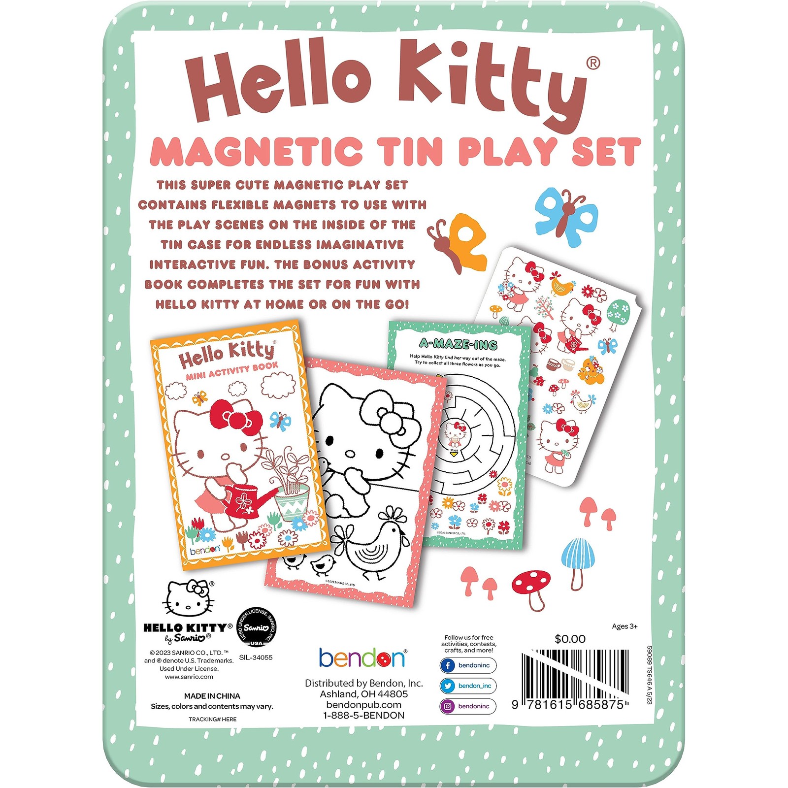 Hello Kitty Magnetic Tin Play Set With Activity Book And Illustrated Magnets