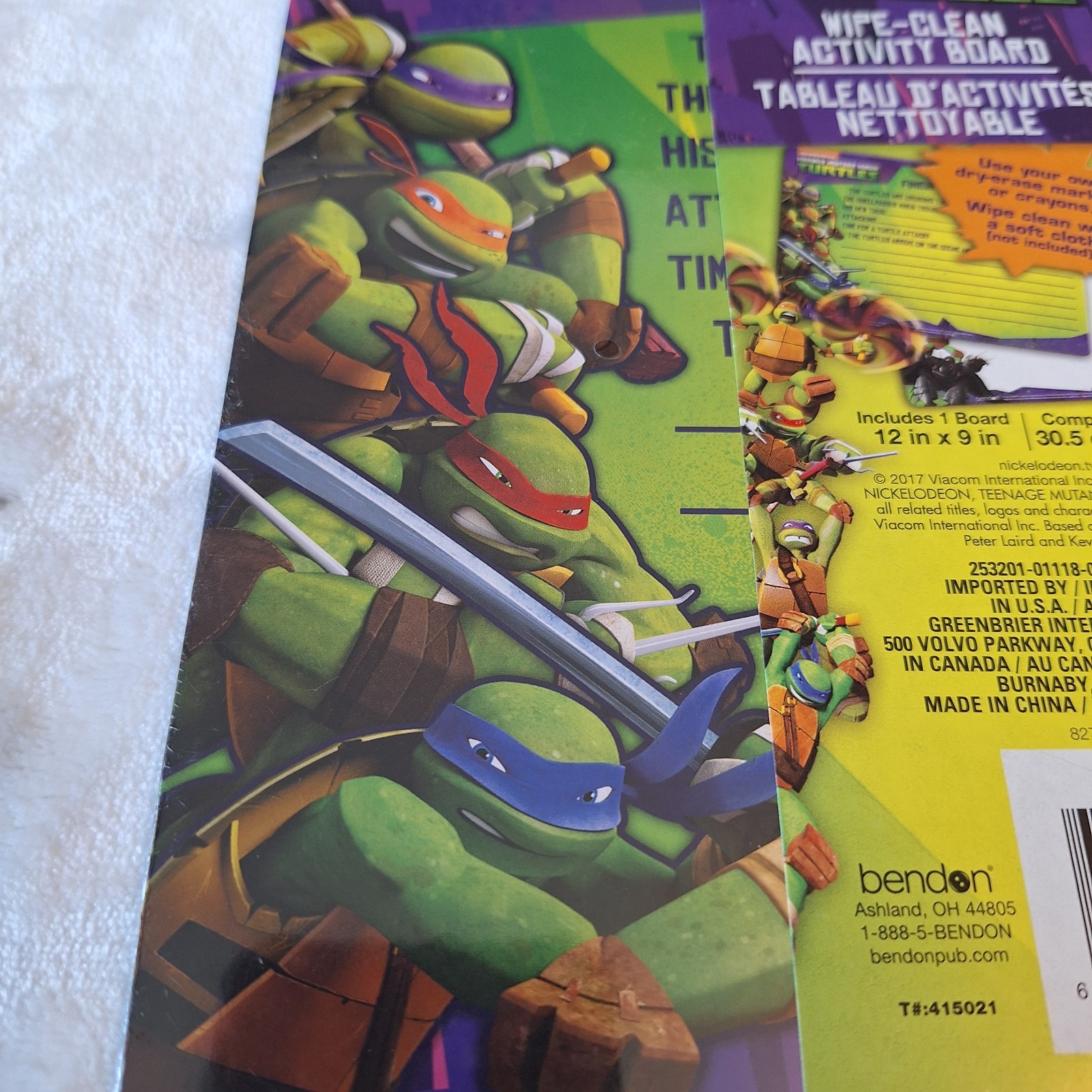 TEENAGE MUTANT NINJA TURTLES WIPE-CLEAN ACTIVITY BOARD DRY ERASE KIDS FUN!