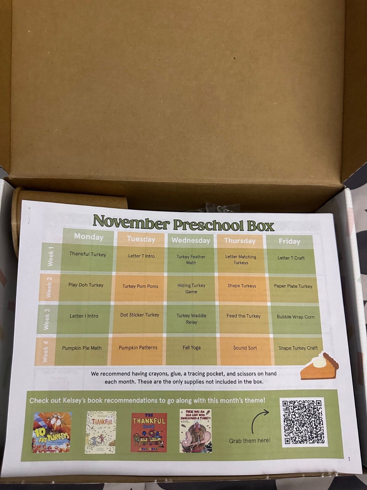 learning With Kelsey November Preschool Box Open Never Used