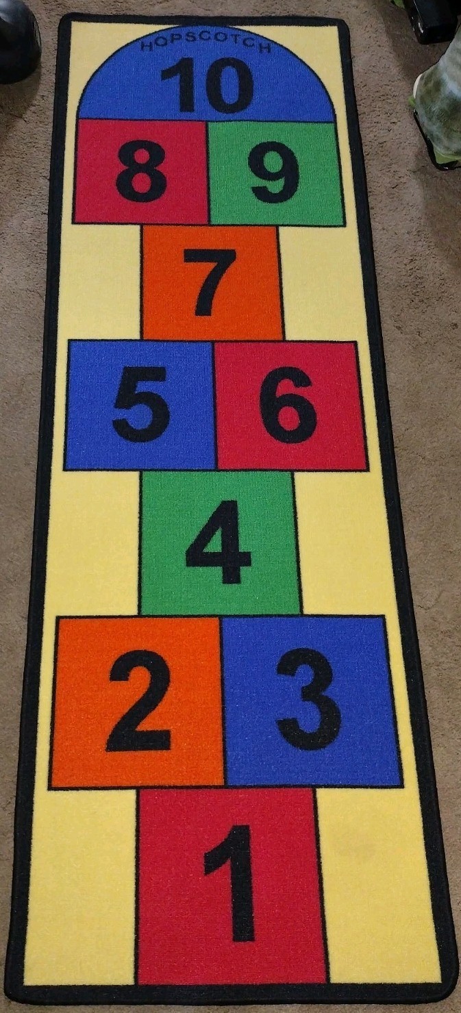 Hopscotch Rug Game Multi Color Learning Carpet Educational Kids Floor Mat