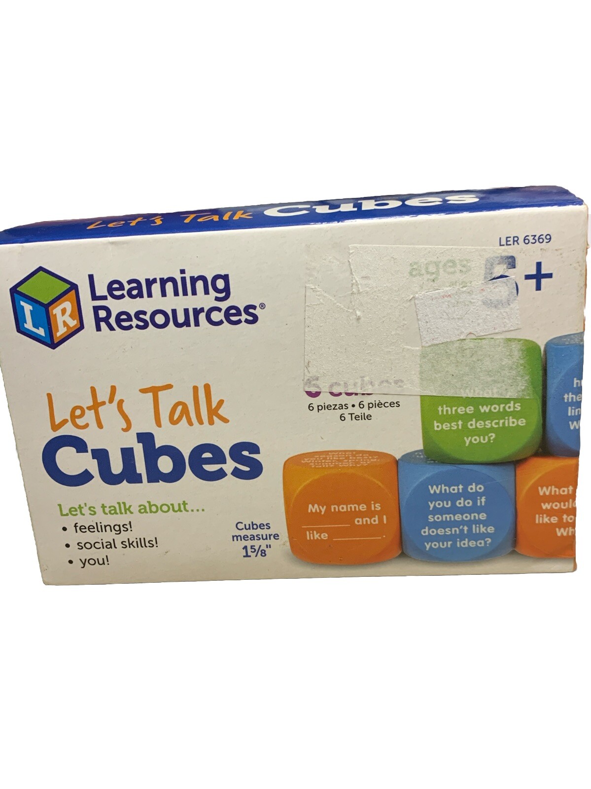 Let’s Talk Cubes Learning Resources 6 Cubes Ages 5+ Social Skills Feelings New