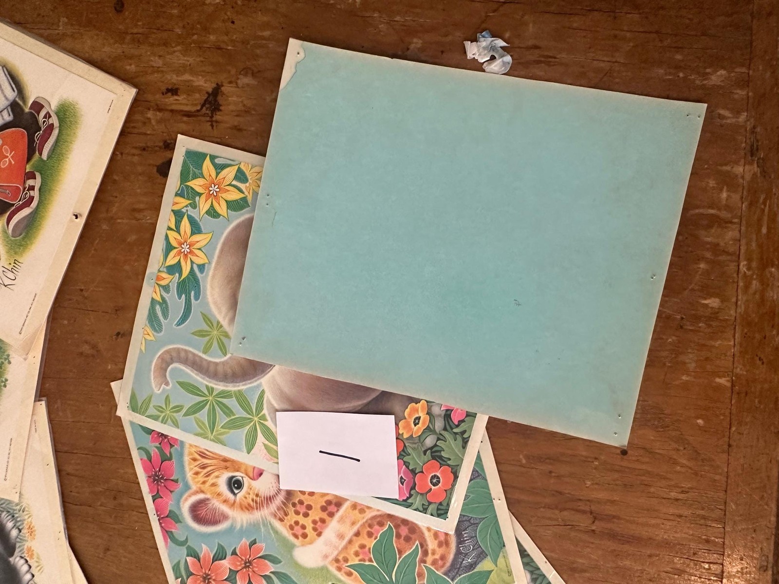 Vintage K. Chin, Animal Prints, 1970s, Nursery Art, Set of 4, Assorted