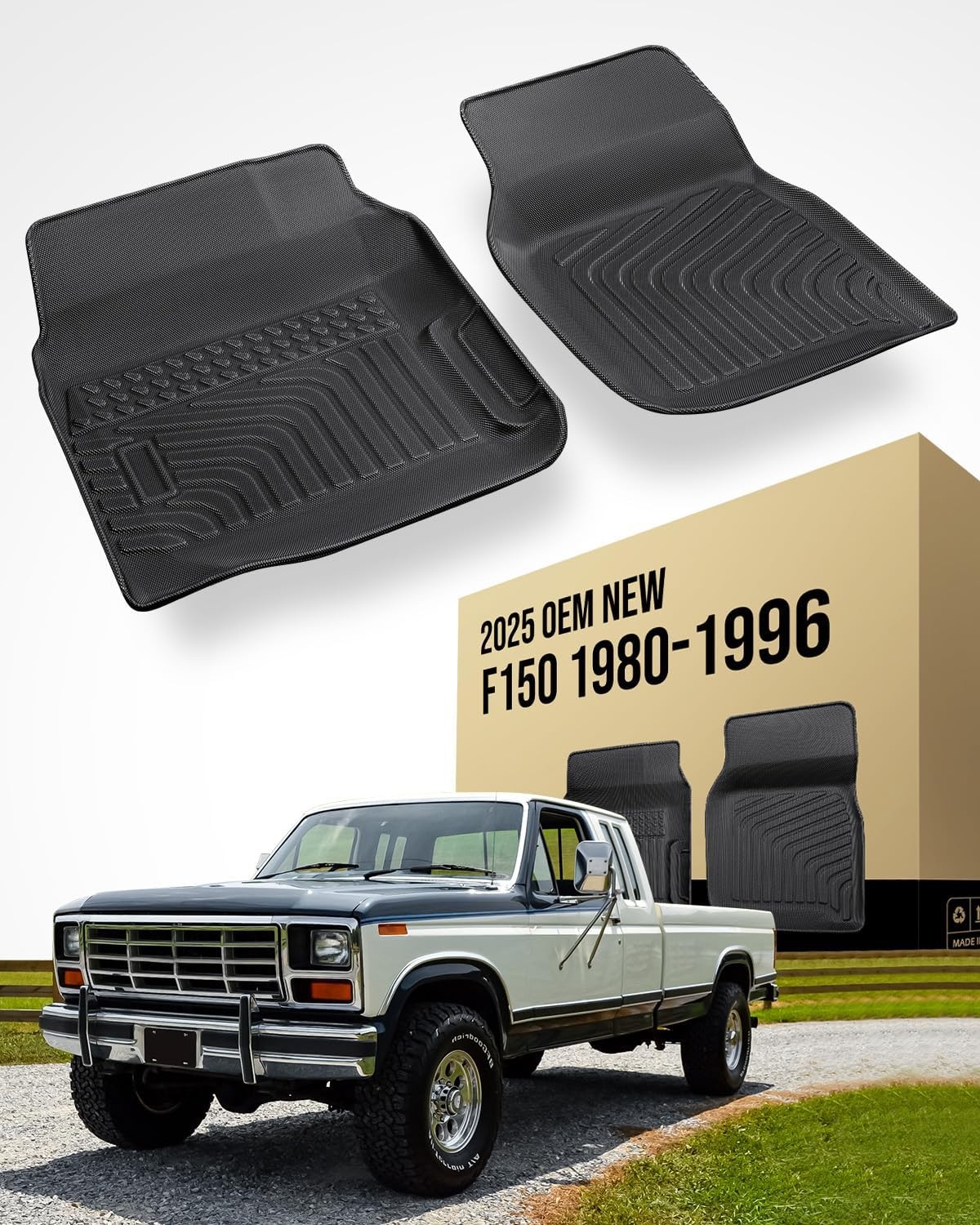All Weather Floor Mats for Ford F150/Ford Bronco 1980-1996, F-250/F350 1980-1…