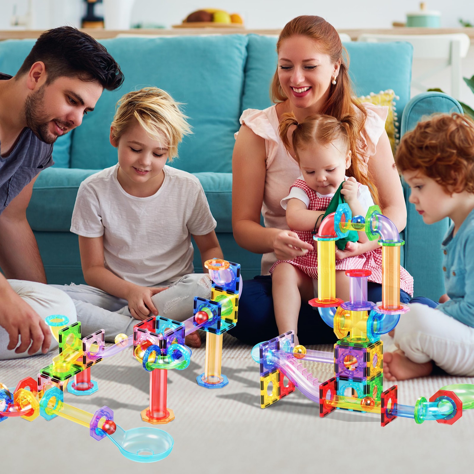 PicassoTiles Magnetic Marble Run 22.9 cm x x 7.6 cm, Multicolored