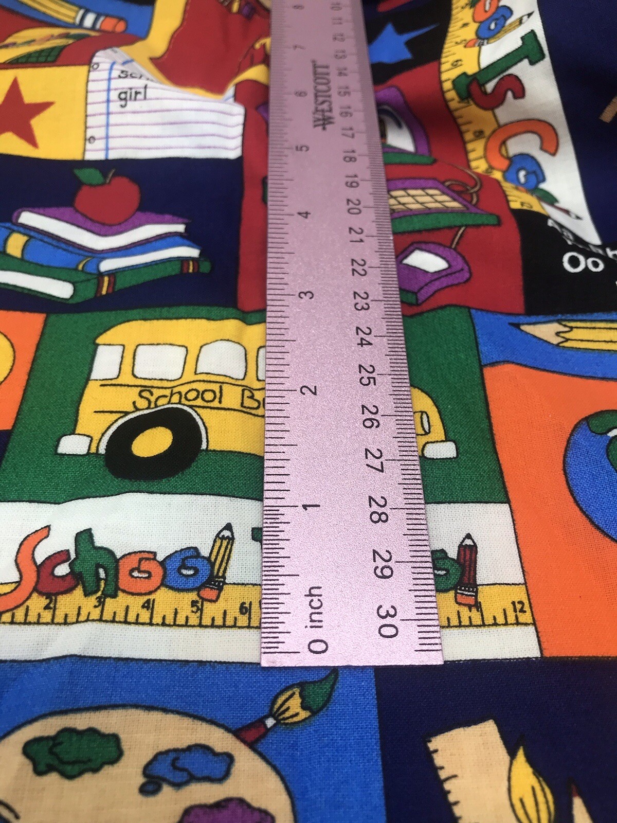 School is Cool Fabric Black Kindergarten Elementary Pencil Crayon 22″ x 45″ F39