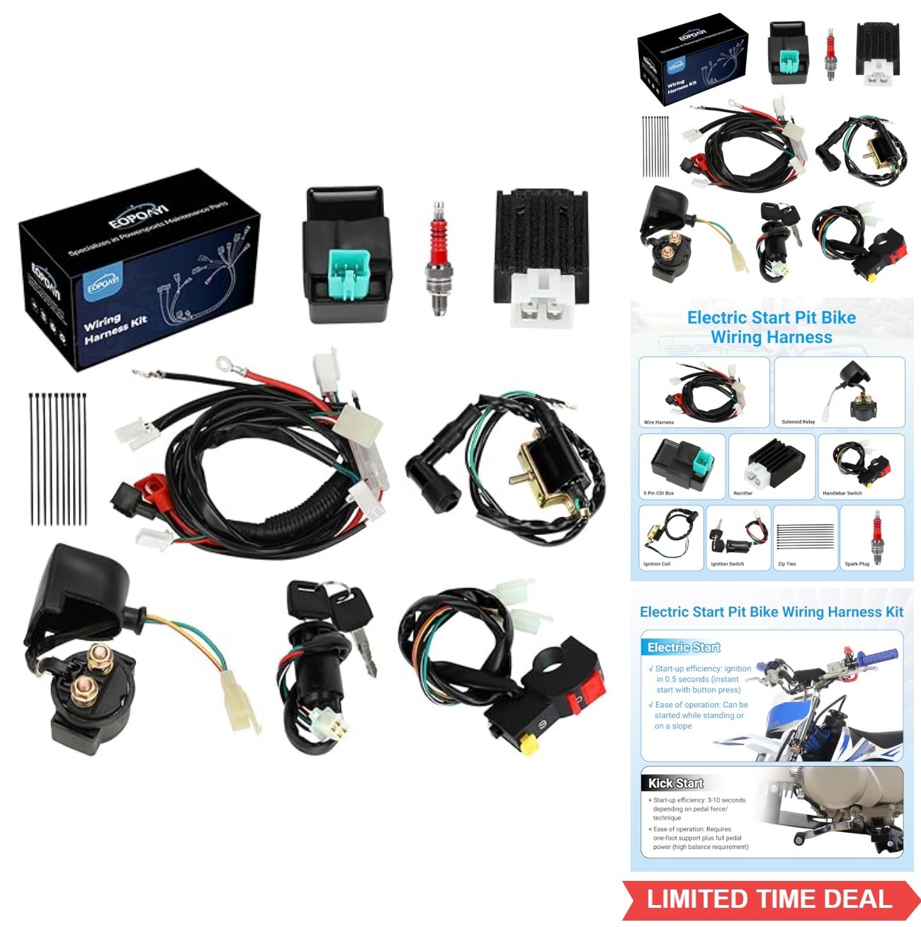 Electric Wiring Harness Kit Compatible with Taotao Coolster 110cc 125cc ATV Quad