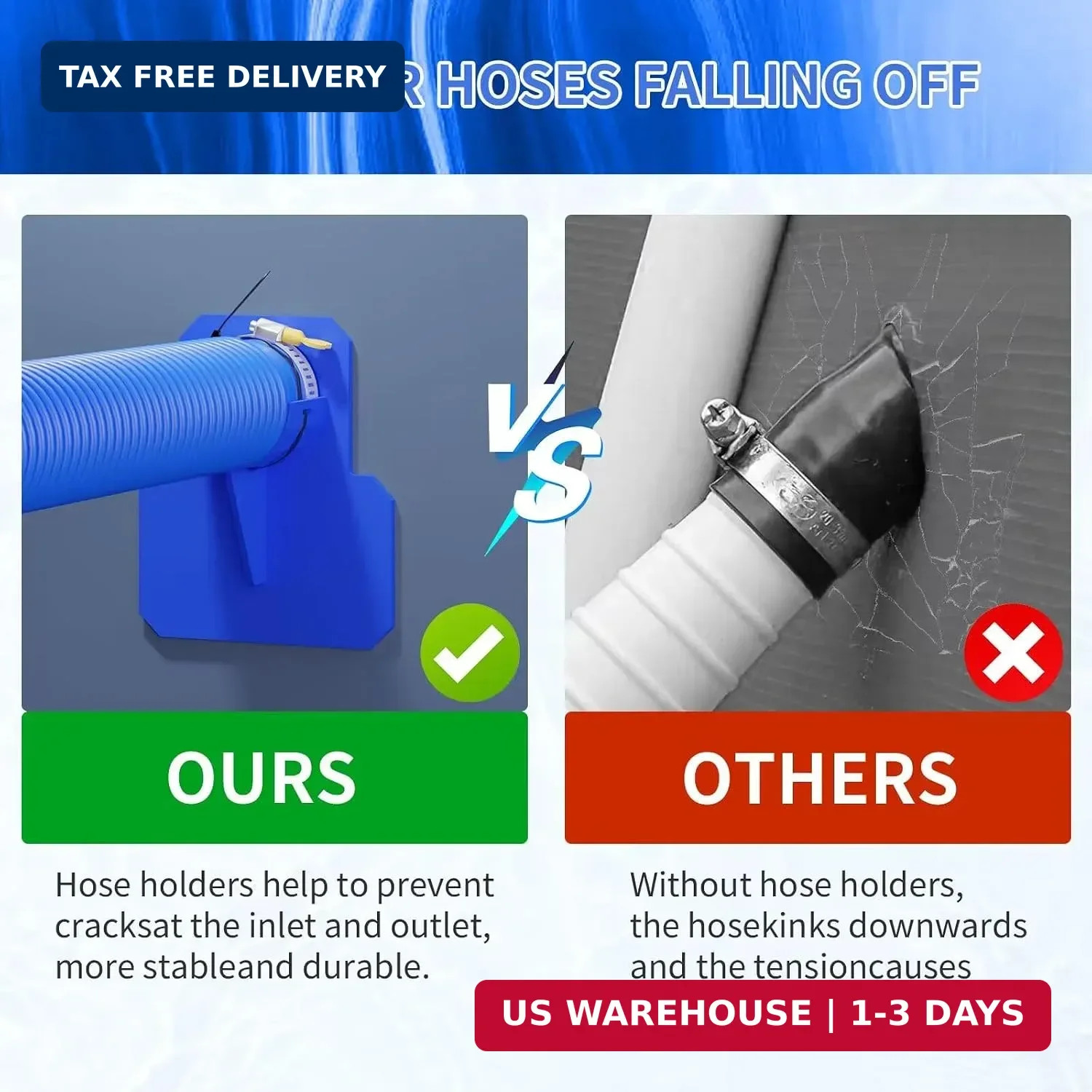 1.25in x 59in Pool Hoses 3 Pack for Above Ground Pools Filter Pump Hose