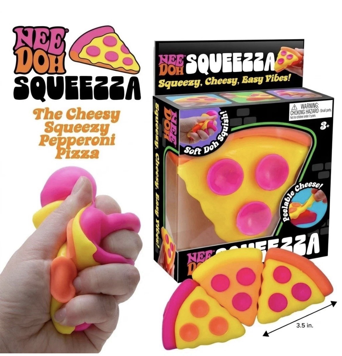 Nee Doh Squeeza Pizza Orange Rare 100% Authentic Schylling 25300NAB New Sealed