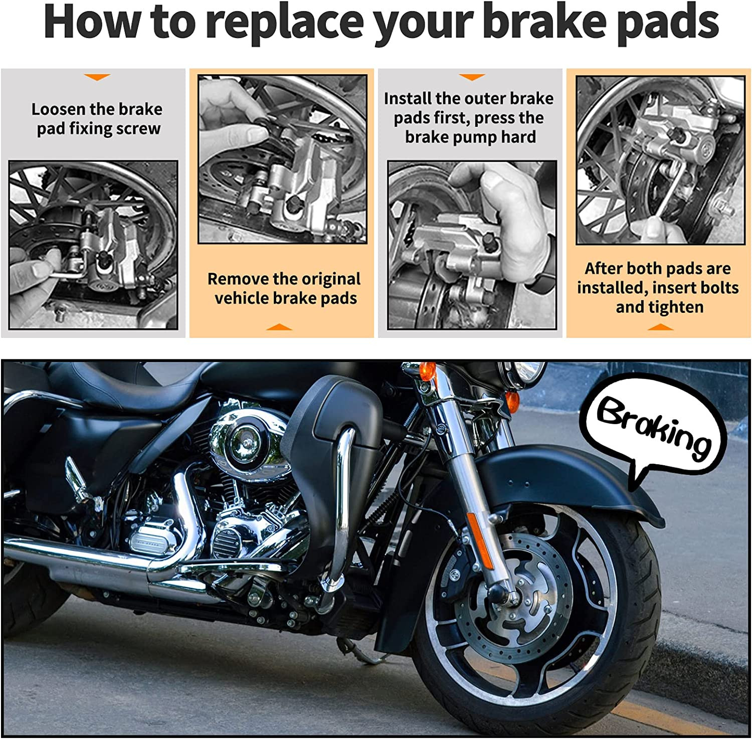 AHL Front & Rear Brake Pads Set for Harley FLHTCU-I Electra Glide Ultra Classic/