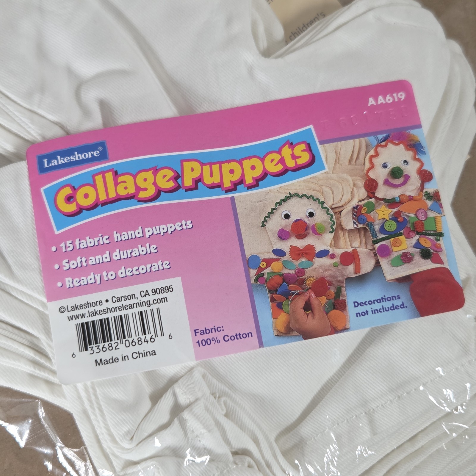 Lakeshore Blank White Collage Puppets Set Of 15 Ready For Decoration – NEW