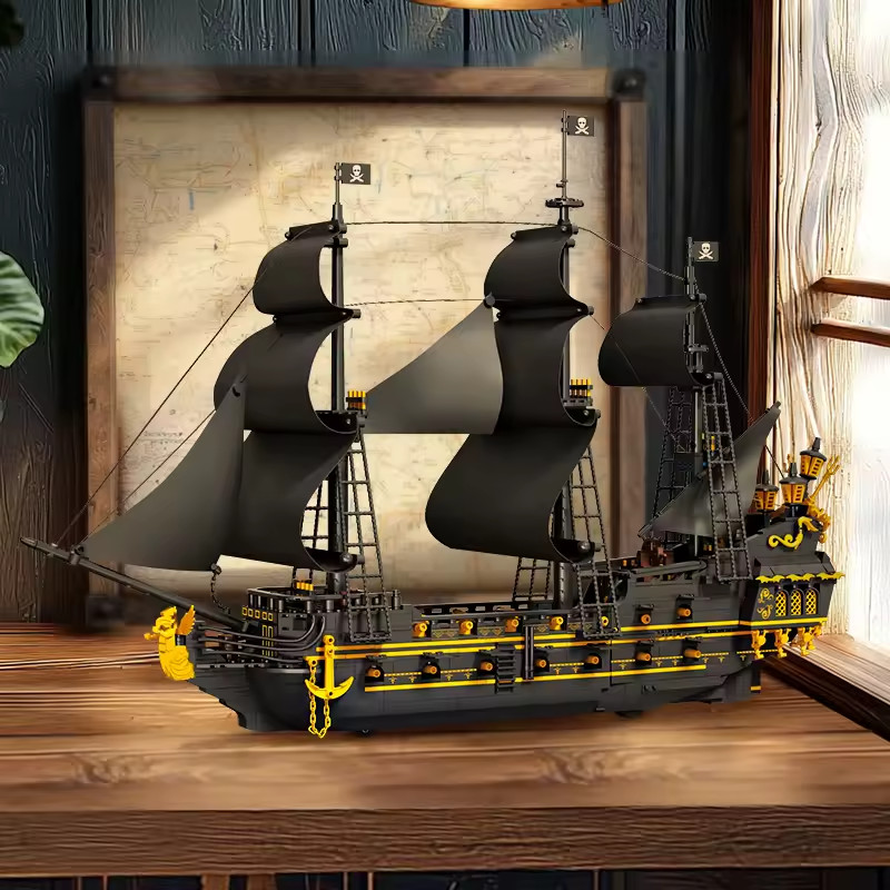 2900PCS Dark Phantom Pirate Ship Building Blocks Classic Ghost Ship Model Bricks
