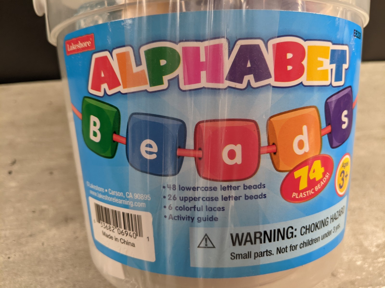 new Lakeshore ALPHABET BEADS String EDUCATIONAL Materials 74 Large Beads SEALED