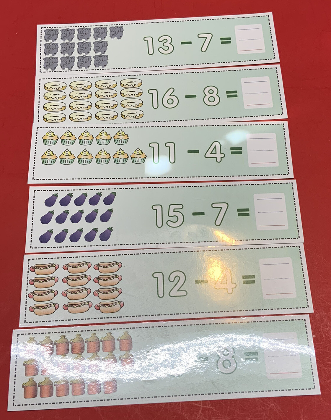 21 Wipe N Write Strips – Subtraction to 20 – Math Manipulative Prek Preschool