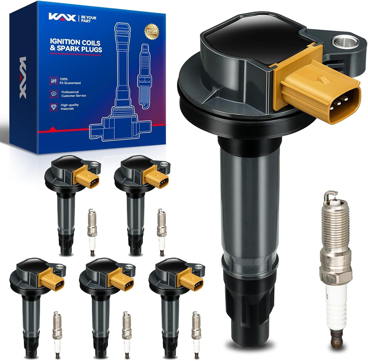 OEM Performance Set of 6 UF646 Ignition Coils & Double Iridium Spark Plug Fits