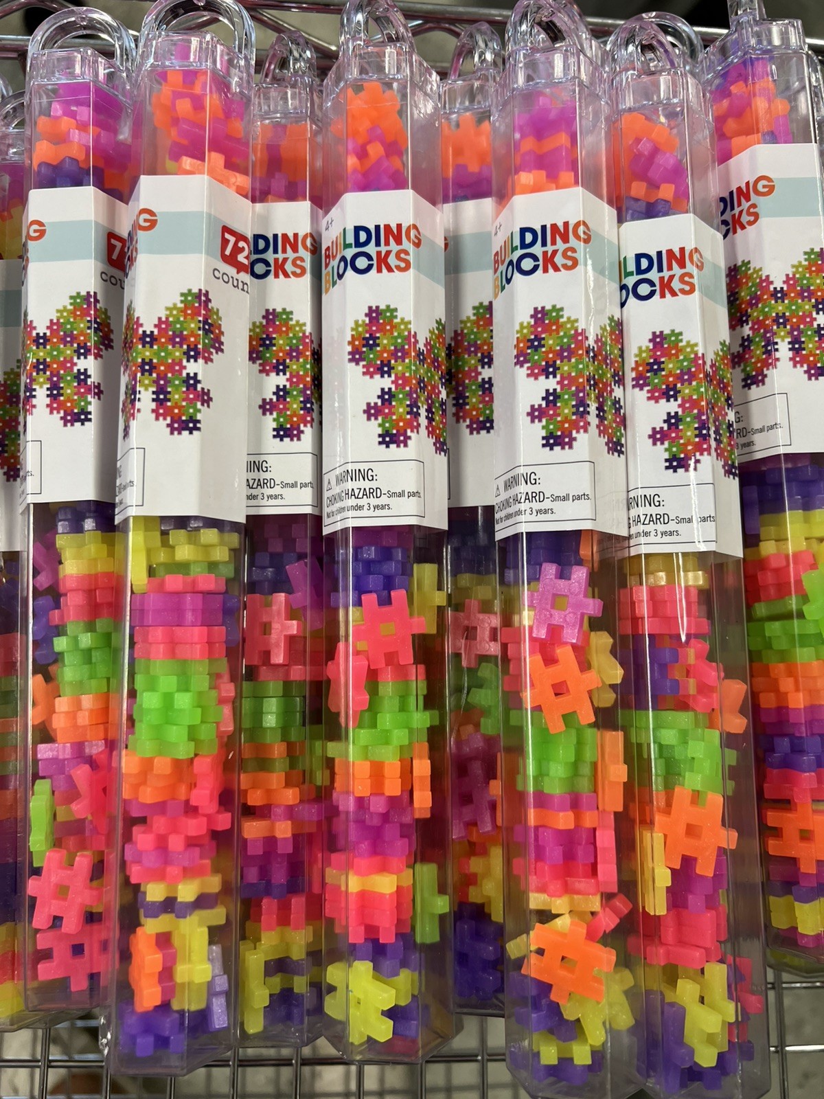 New Tube of 72 Pc Hashtag Building Blocks Hand Eye Coordination Bright Colors