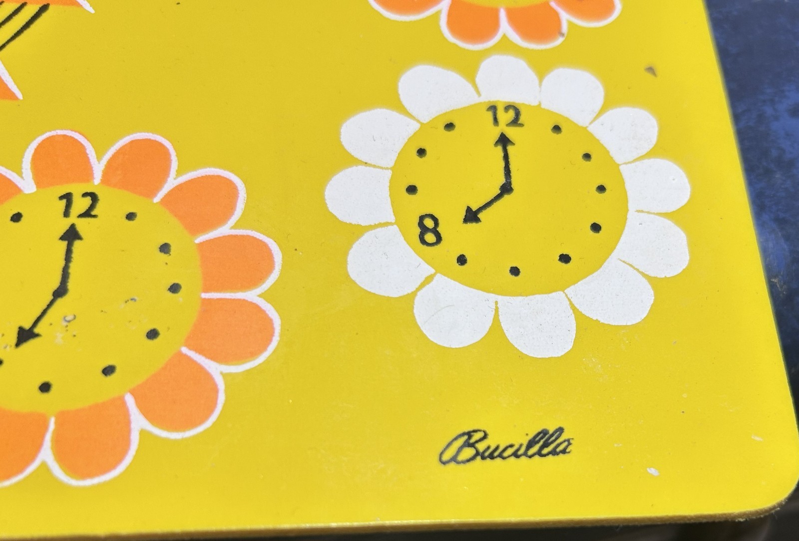 Vintage Bucilla What Time Is It? Learning Clock Placemat 1970s Classroom Decor