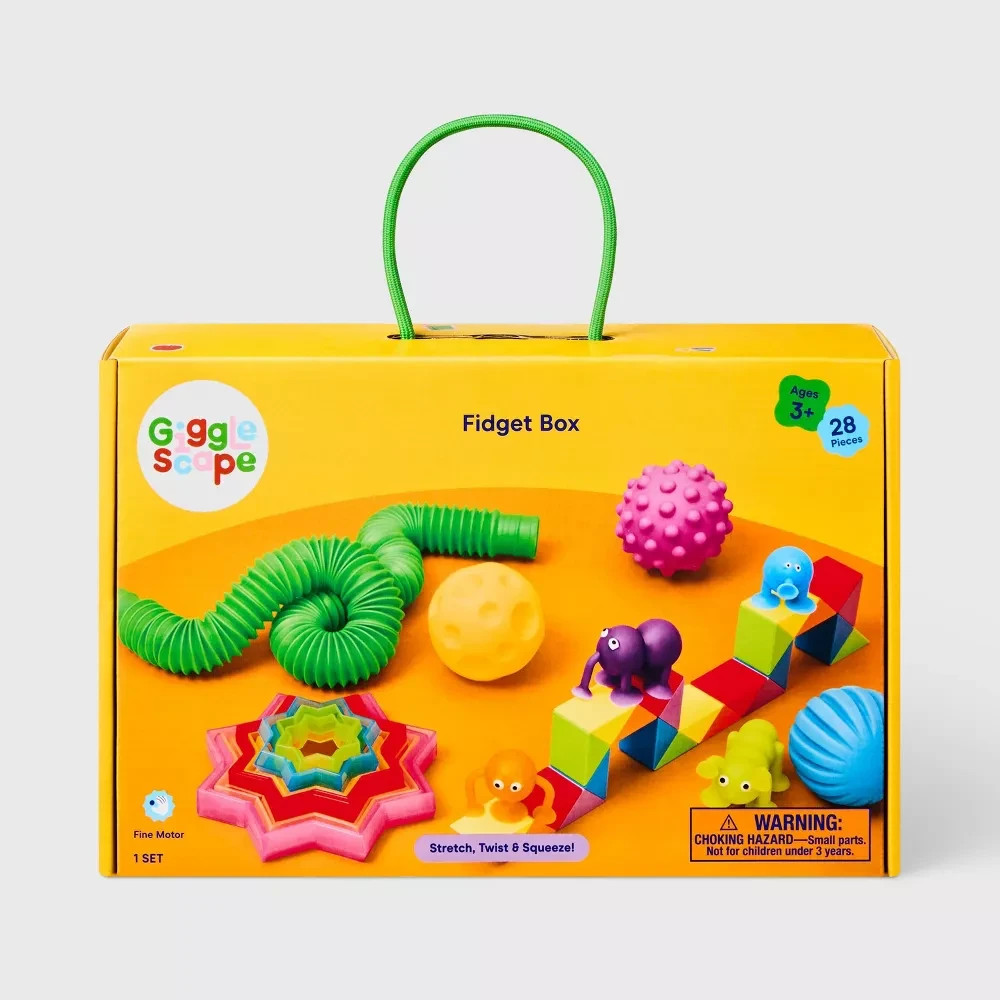 Giggle Scape Fidget Box, Colorful 28 Pieces, Stretch, Twist, Squeeze, Ages 3+